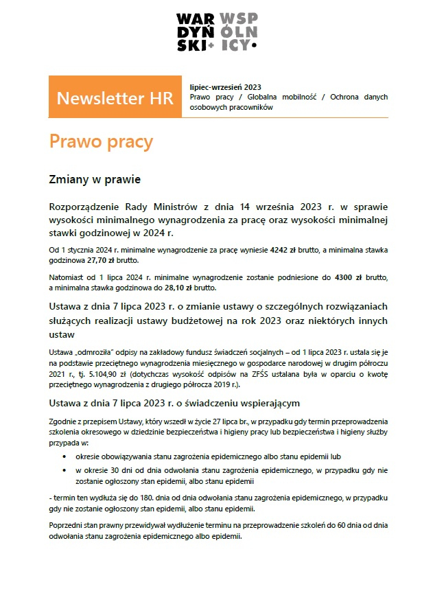 Newsletter HR | lipiec-wrzesień 2023