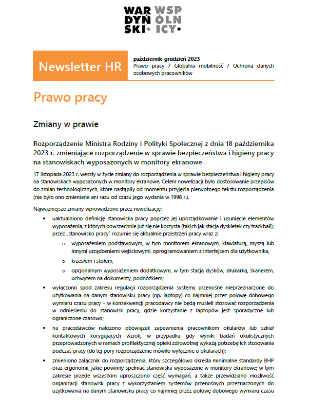 Newsletter HR | październik-grudzień 2023