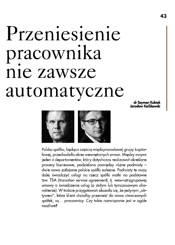 Przeniesienie pracownika nie zawsze automatyczne