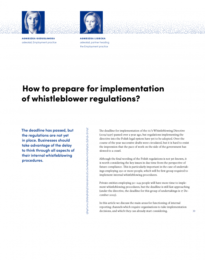 How to prepare for implementation of whistleblower regulations?